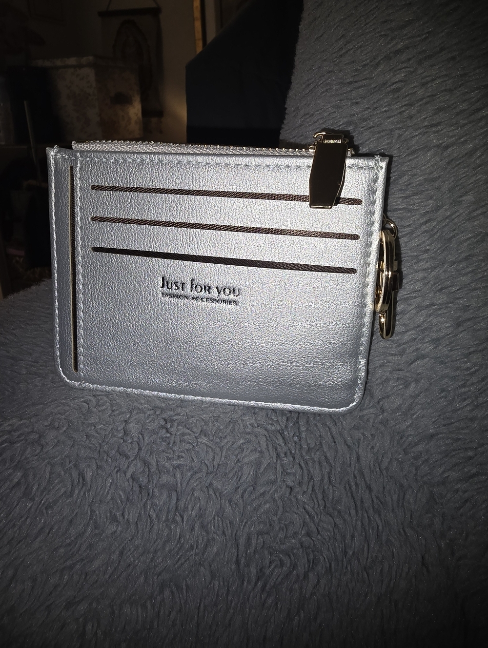 (3) Just For You Metallic Silver/Red/Pink Card Wallets w/ Key Chain